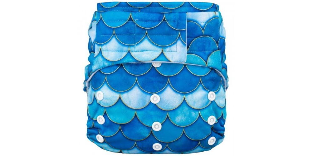 Elf diaper- Couche à poche-Ensemble de luxe- Blue mermaid-Velcro